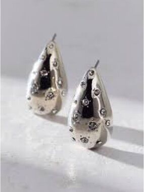Chérie New York Silver Teardrop Crystal Accent Earrings